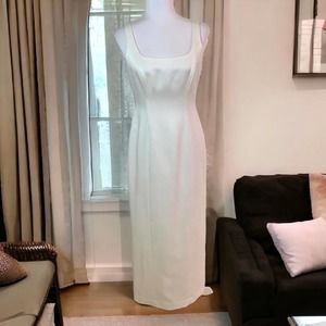 Alex Evenings Rhinestone Side Formal Evening Dress Gown White Size 4 Made in USA